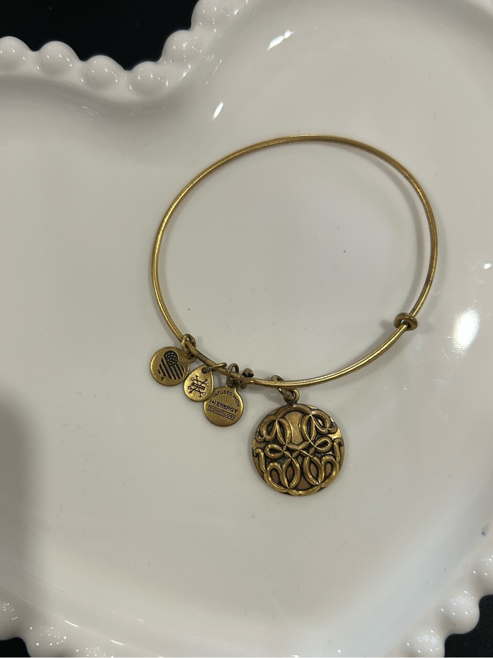 Alex and Ani Gold Filigree Charm Expandable Bangle Bracelet